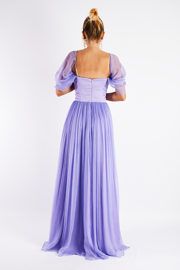 Anastasia - Rochie din voal de matase lila